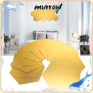 MURRAY 12pcs Acrylic Mirror Decal, Hexagon Golden Hexagon Mirror Wall Sticker, Acrylic 2.95*5.12*5.9