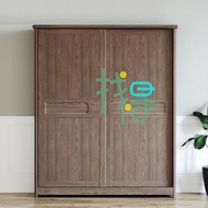 北歐白蠟木實木衣櫃輕奢兩門儲物衣柜推拉衣櫥 17062