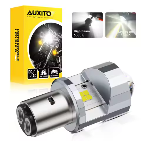 AUXITO 9-30V BA20D LED Motorcycle Headlight Bulb For Ebike H6 LED Hi/Lo Beam White Yellow Dual Color