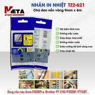 Printed label TZ2-621 for Aimo E1000ProIBrre PT-E110/P300BT/P710BT - Black text on yellow background