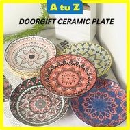 AtuZ Doorgift Pinggan Dan Mangkuk Seramik Corak Bohemian Tiles Cenderahati Kenduri Kahwin Home Decor