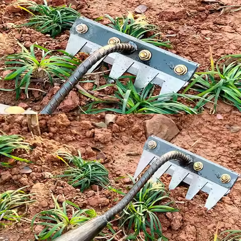 5/6/7/8 Teeth Carbon Steel Garden Hand Rake Farm Tool Weeding Scarifier Agricultural Nail Harrow Met