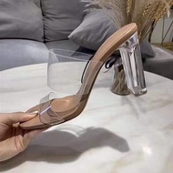 Zara ใหม่ รองเท้าแตะส้นสูง ส้นหนา ใส่ข้างนอกได้ สําหรับผู้หญิง