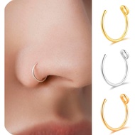 Set of 3 - Fake Clip On Nose Ring Hoop for Women - No Piercing Needed Nose Cuff - 22 Gauge - 7mm - F
