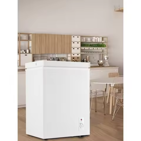 Compact Deep Freezer 5.0 Cu Ft Chest Freezer Top Adjustable Thermostat Low Noise White