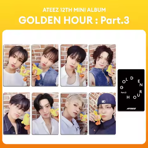 8PCS KPOP ATEEZ Merch Photocard GOLDEN HOUR Part3 Album Lomo Crads Photobook Fan Collection Card Pos