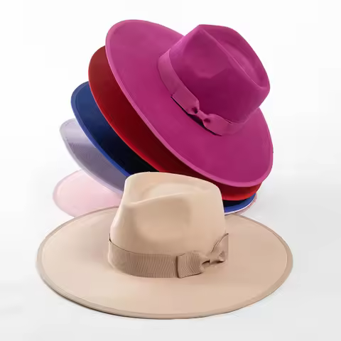 Wool Felt Panama Hat Wide Brim Rancher Fedora Hat Winter hat flat brim stiff brim fedora for men wom