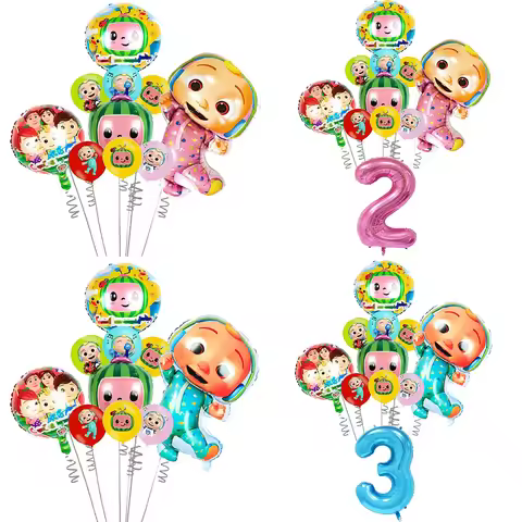 Cartoon Cocomelon Set Boy Girl Balloons Watermelon Double-sided Shaped Birthday Party Decor Baby Sho