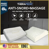 【𝐖𝐢𝐭𝐡 𝐂𝐨𝐨𝐥 𝐒𝐢𝐥𝐤 𝐂𝐨𝐯𝐞𝐫】Therapedic Anti-Snore Latex Pillow + Massage Latex Pillow - Couples Pillow