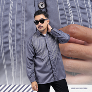 DGM Kemeja Pria Lengan Panjang Premium Grey Toyobo Bordir 1907