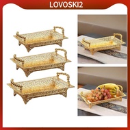 [LovoskiacMY] Iron Golden Fruit Tray with Handles Holder Counter Tray Desert Tray Storage