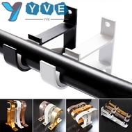 YVE 1Pcs Hanger Hook, Furniture Hardware Fixing Clip Curtain Rod Bracket,  Crossbar Aluminum Alloy Single Double Hang Rod Support Clamp