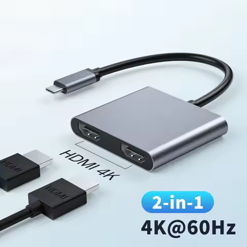 EOVOE 2 Port USB C Hub to Dual HDMI 4K 60HZ Dual Screen Expansion Type C Docking Station For Macbook