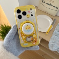 苹果17promax手机壳Cute Rilakkuma Chick Magnetic Phone Case With Stand For iPhone14‑17 Pro Max