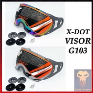 HELMET VISOR OEM XDOT X-DOT G66V G103 G66 G-Classic V103 Cermin Topi Wizer Skru Penutup Tepi SILVER/