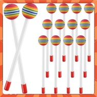 【Sunshinesea】14 Pcs Lollipop Drum Mallet Sticks Round Rainbow Hammer Percussion Sticks Plastic Drums