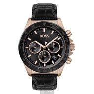 BOSS手錶 HB1513753 44mm 玫瑰金錶殼，深黑色錶帶款 _廠商直送