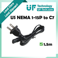 UFTECH US NEMA 1-15P Plug to C7 Power Cord Cable 1.5m