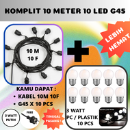 KOMPLIT 10M Kabel Fitting Gantung 10 METER 10 Lampu LED Gantung CAFE 10Meter LAMPU TAMAN LED Outdoor