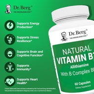 Dr. Berg Natural Vitamin B1 B6 B12 Complex - Allithiamine Vitamin B1 Supplement with 8 Essential Vit