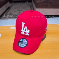 MERAH LA LOGO DISTRO BASEBALL CAP - RED LA EMBROIDERED MEN'S AND WOMEN'S BASEBALL CAP