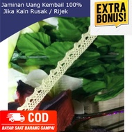 Renda rajut katun lebar 1.5 cm per roll isi 15 yard / 13.5 meter / fajri textile /  Renda rajut roll