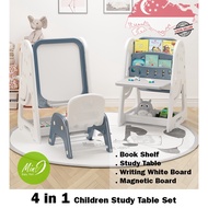 SG Stock - 4 In 1 Toddles Study Table Set Space Saver Fold-able Table Writing Board White Board Magnetic Board Bookshelf