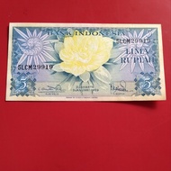 Uang Kertas Kuno pecahan 5 Rupiah Seri Bunga Tahun 1959