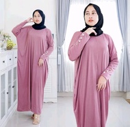 Gamis Inara Batwing Button Knit Premium Kekinian