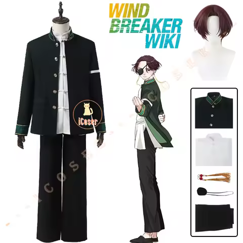 Hayato Suo Cosplay Costume Wig Anime WIND BREAKER School Uniform Earrings Eyepatch Bofurin Haruka Sa