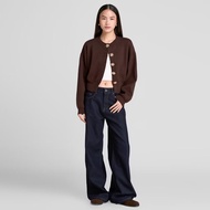 NEW mahogany chocolate beige cream knit premium thick cardigan outer flower button luxury gold look 