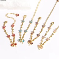 CLEIGHTEEN8H Flowers Bracelet, Butterfly Bow Y2K Chain Bracelet, Elegant Adjustable Multicolor Cryst