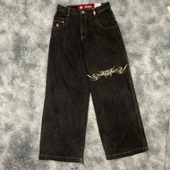 JNCO Jeans Y2K Mens Hip Hop Dice Graphic Embroidered Baggy Jeans Retro Blue Pants New Harajuku Gothi