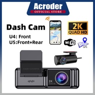 Acroder Dashcam Car 2K WiFi GPS Front Rear Cameras 24H Parking Monitoring Loop Recording
