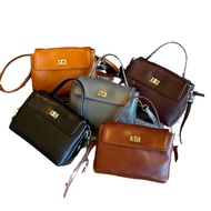 Cedric Top-Grain Leather Flap Crossbody Bag Vintage Square Handbag with Turn-Lock for Women Professi
