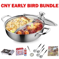 CNY BUNDLE | 304 Grade Stainless Steel Yuan Yang Steamboat Hot Pot ( Bundle Worth : $128.20 / $136.2