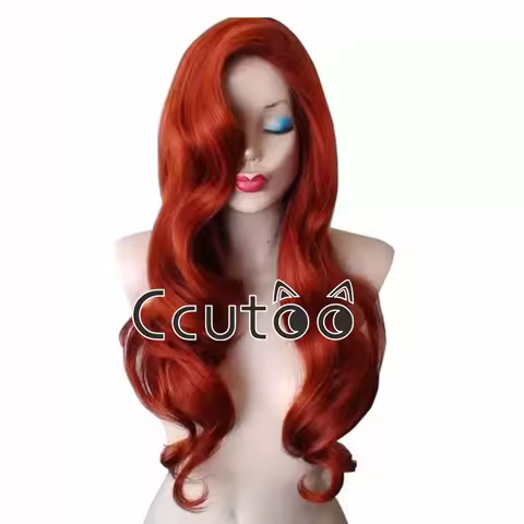 Jessica Rabbit Wavy Long Copper Red Hair Little Mermaid Princess Ariel Heat Resistant Cosplay Costum
