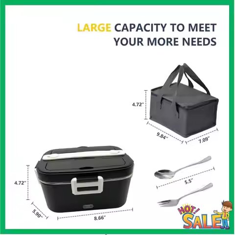 A53T Electric Heated Lunch Box Foradults 1.8L 75W Fast Heating Portable Food Heater Forcar Truck Off