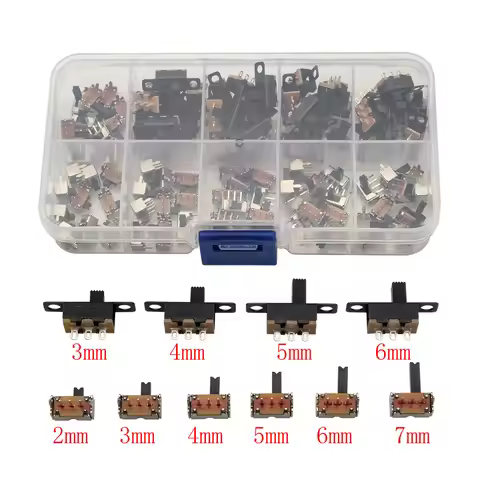 100Pcs/box Micro Slide Switch 2/3/4/5/6/7mm 3 Pin 1P2T SPDT PCB Toggle Switch DC 50V 0.5A SK12D07 SS