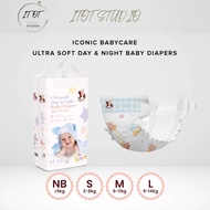 Iconic Babycare Ultrasoft Day & Night Baby Diaper Tape NB30/S56/M52/L48 (Pack)
