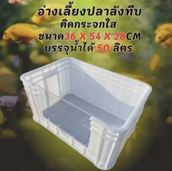 ลังพลาสติกแบบทึบท่อขาว overflow ระบบวาวล์ปิดเปิดน้ำได้ อ่างเลี้ยงปลา อ่างเลี้ยงปลา กะบะปลา อ่างปลาบอ