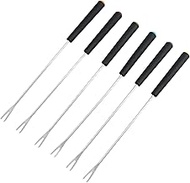 Crapyt Fondue Forks 6 PCS Barbecue Roasting Sticks Kit Stainless Steel Plastic Handle Heat-resisted Marshmallow Fruit for Fountain Fondue Camping Picnic Cheese Fondue Hot Pot BBQ Outdoor/Indoor