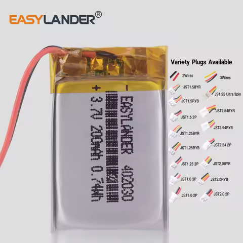 402030 3.7V 200mAh Rechargeable Lithium Lipo Li-ion Polymer Battery For Mp3 Wrist Watch DVR GPS BH-2