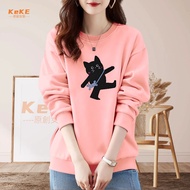Spring Autumn Thin Sweatshirt Cat Print S-4XL500g Round Neck University toversize Unisex American Re