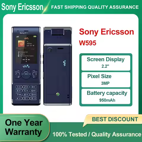 Sony Ericsson W595 Refurbished Unlocked Original Bluetooth Loudspeaker 3MP 2.2" inches Phone 2G/3G G