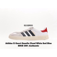 Sepatu Adidas Originals Gazelle Esquisite Gucci White Red Blue Gold / Adidas Gucci