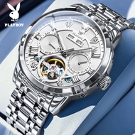PLAYBOY นาฬิกาจักรกลอัตโนมัติ สำหรับใหม่ผู้ชาย2024ของขวัญสำหรับแฟนดั้งเดิมกันน้ำหน้าปัดมัลติฟังก์ชั่