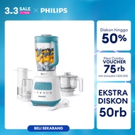 [EXTRA DISKON 50K] Philips Blender 5000 Series HR2223/60- Jar Plastik 2 L - Aksesoris Multifungsi -Chopper Dry Mill Filter- Problend Crush Technology - Mudah dibersihkan - Misty Blue