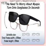 【 In Stock 】Myopia Glasses Sunglasses Frame Two In One UV Protection Sunglasses Square Frame Sunglas