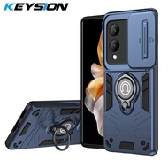 KEYSION ฝาหลังโทรศัพท์ขาตั้งโทรศัพท์ป้องกันเลนส์กล้องสไลด์ Y17S เคสสำหรับ VIVO สำหรับ VIVO Y17S